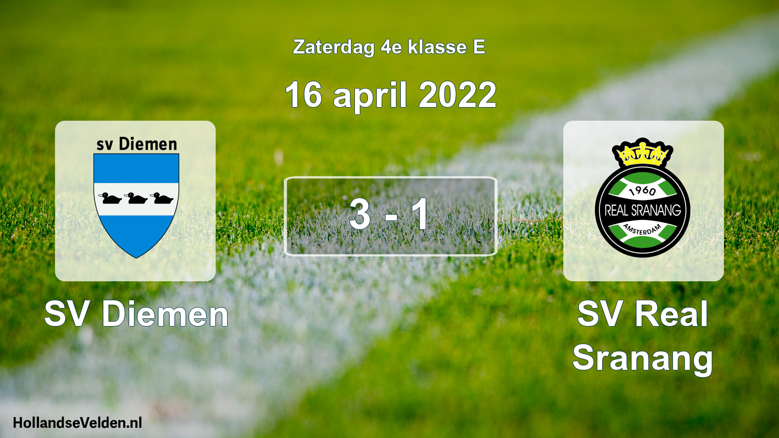 Total number of matches played: SV Diemen - SV Real Sranang 3 - 1 (16 April 2022)