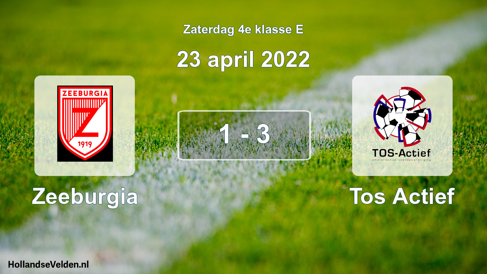 Total number of matches played: Zeeburgia - Tos Actief 1 - 3 (23 April 2022)