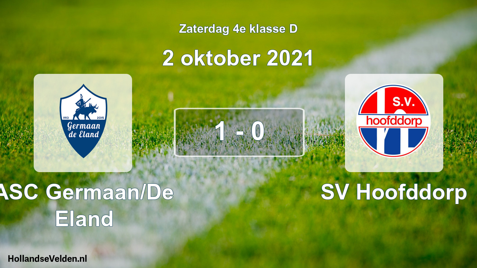 Total number of matches played: ASC Germaan/De Eland - SV Hoofddorp 1 - 0 (2 October 2021)