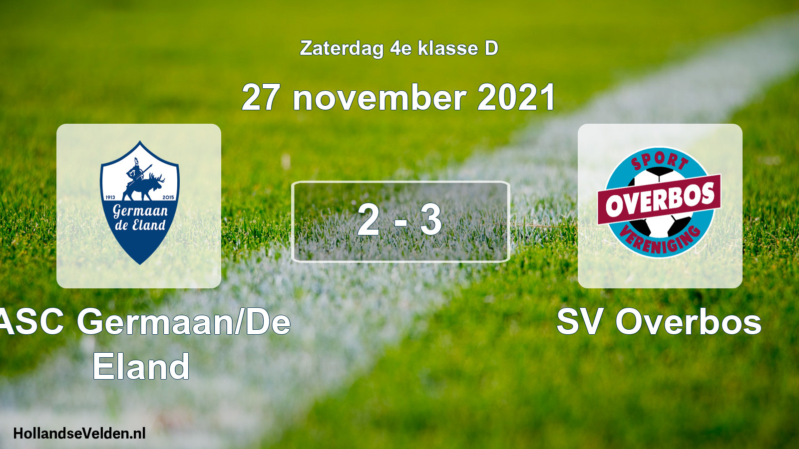 Total number of matches played: ASC Germaan/De Eland - SV Overbos 2 - 3 (27 November 2021)