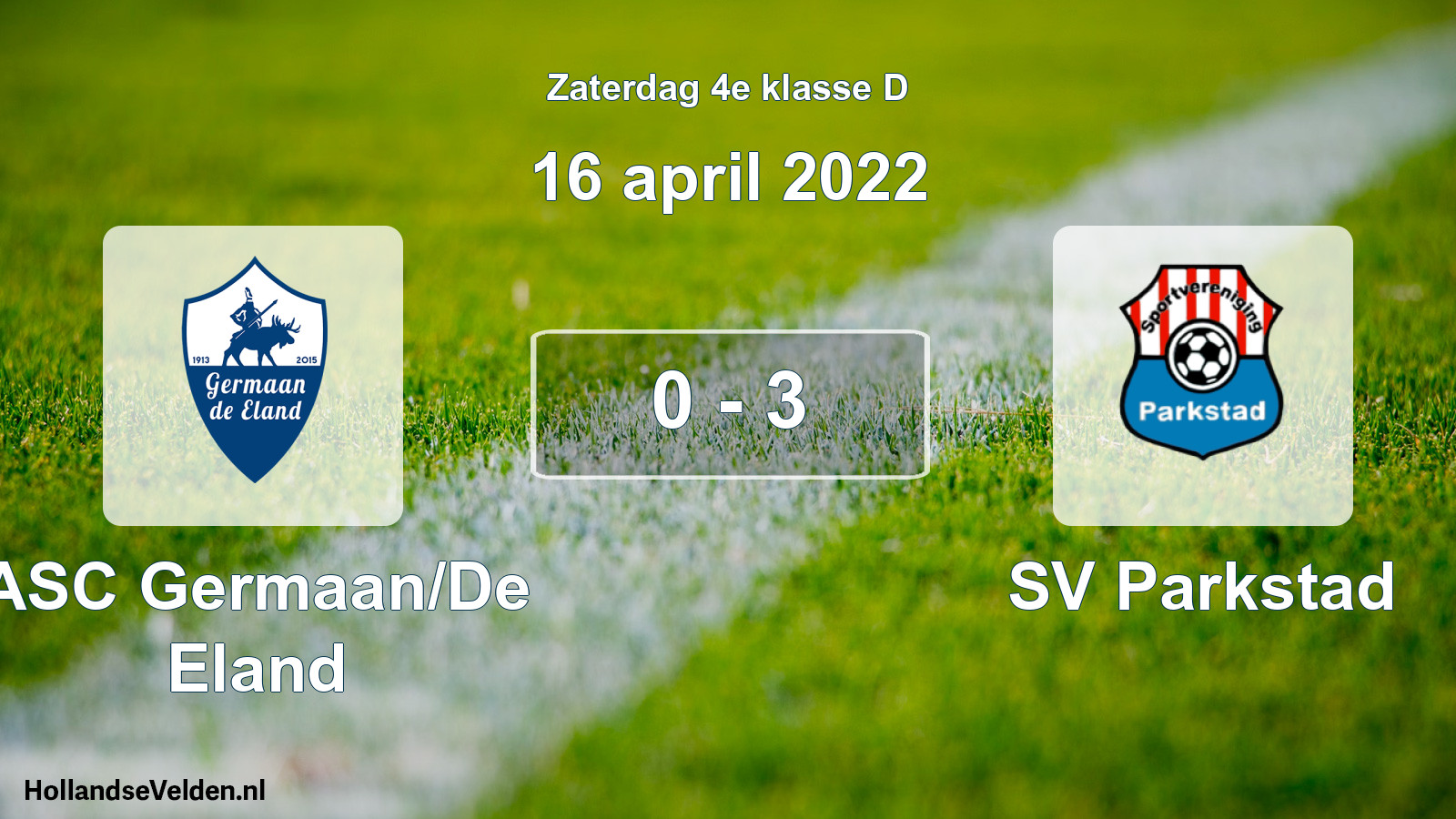 Total number of matches played: ASC Germaan/De Eland - SV Parkstad 0 - 3 (16 April 2022)
