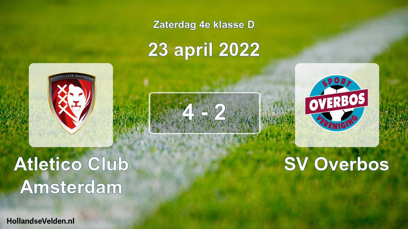 Total number of matches played: Atletico Club Amsterdam - SV Overbos 4 - 2 (23 April 2022)
