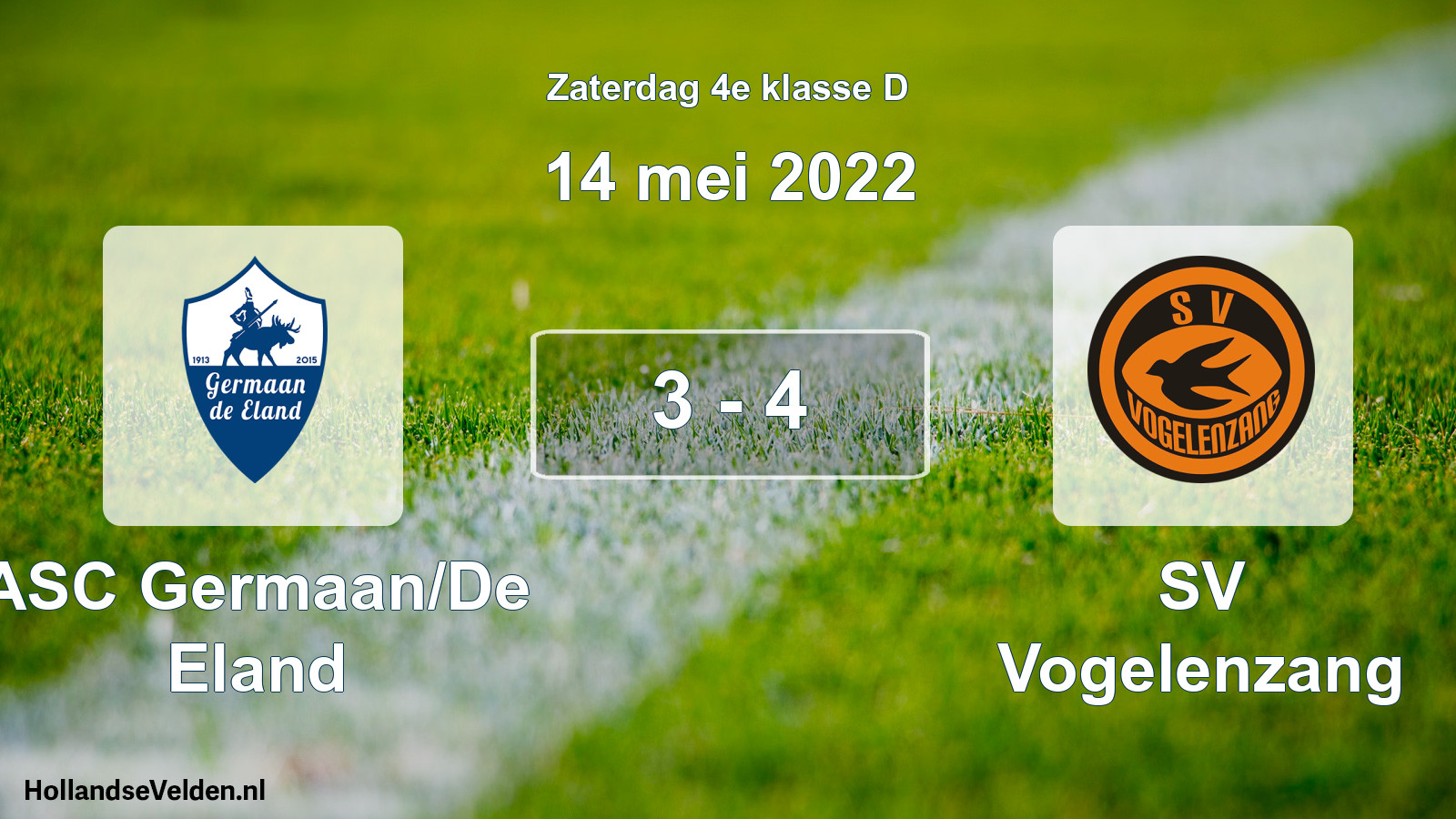 Total number of matches played: ASC Germaan/De Eland - SV Vogelenzang 3 - 4 (14 May 2022)