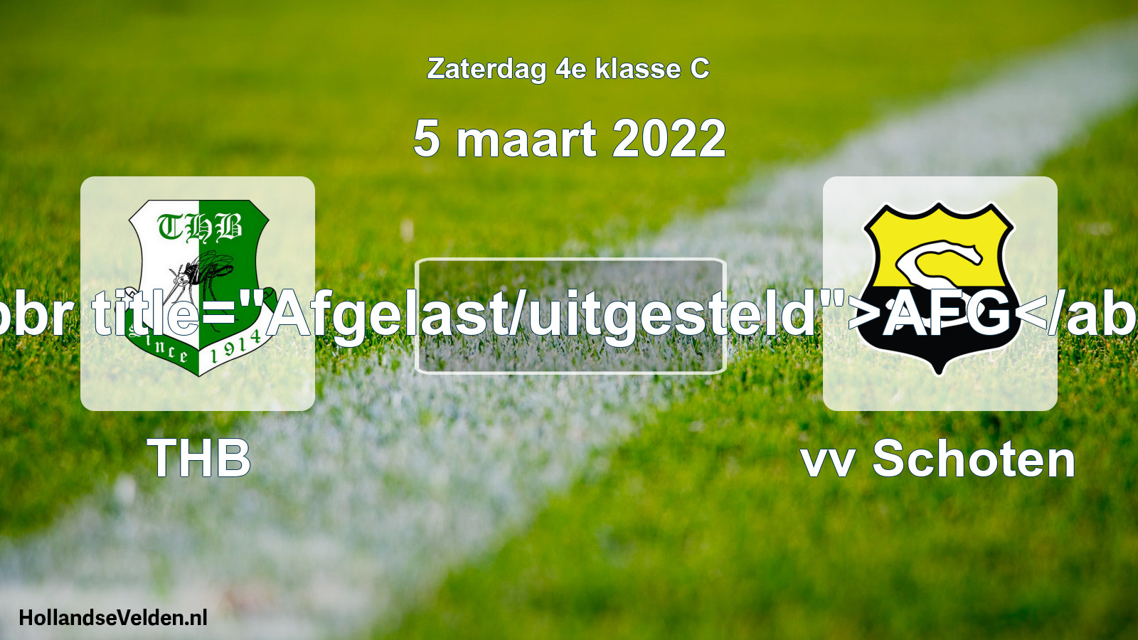Scheduled Match: THB - vv Schoten (5 March 2022)