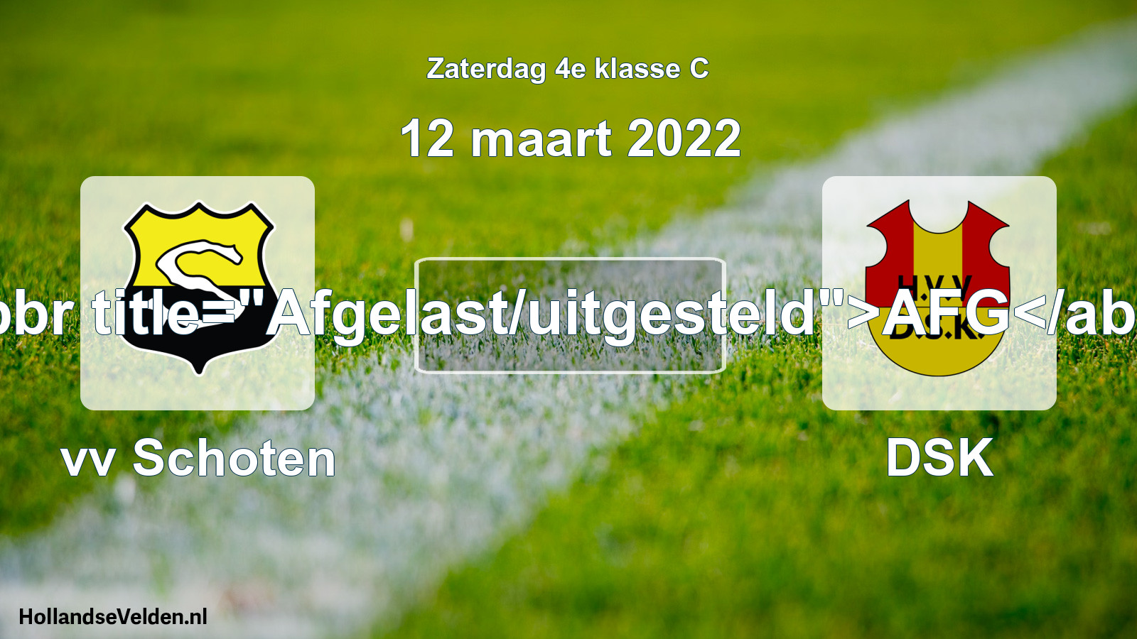 Scheduled Match: vv Schoten - DSK (12 March 2022)