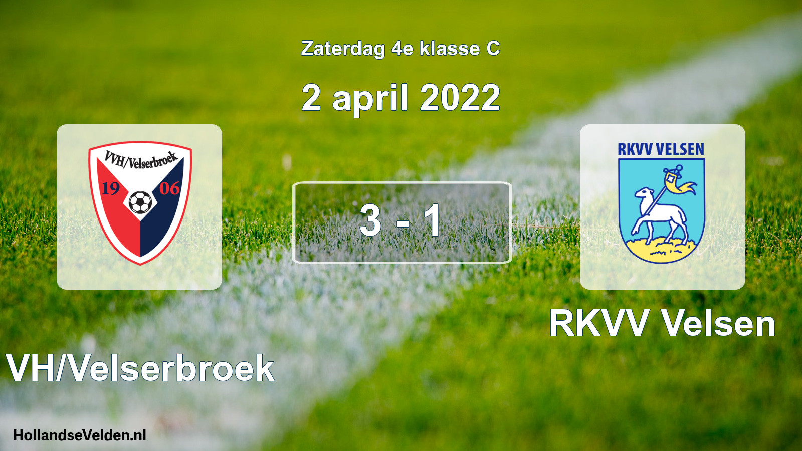 Total number of matches played: VVH/Velserbroek - RKVV Velsen 3 - 1 (2 April 2022)