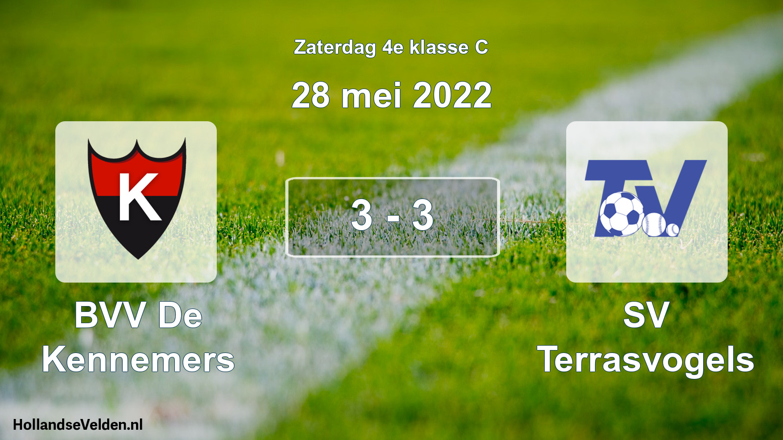 Total number of matches played: BVV De Kennemers - SV Terrasvogels 3 - 3 (28 May 2022)