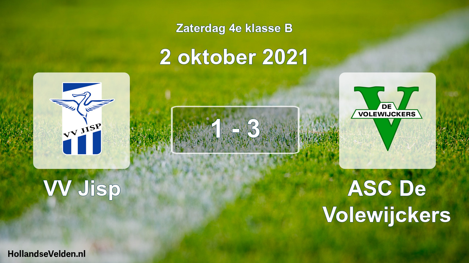 Total number of matches played: VV Jisp - ASC De Volewijckers 1 - 3 (2 October 2021)
