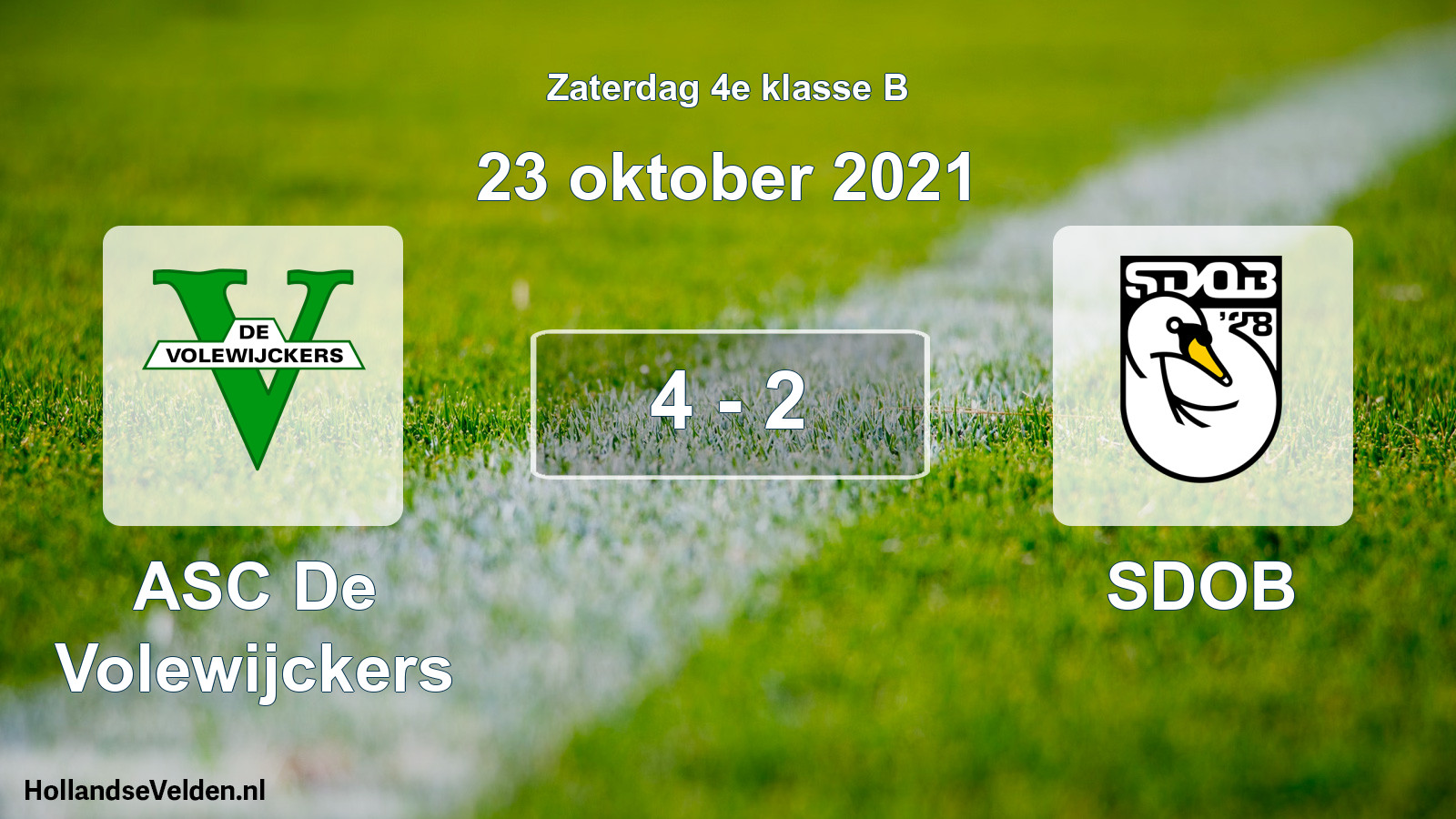 Total number of matches played: ASC De Volewijckers - SDOB 4 - 2 (23 October 2021)
