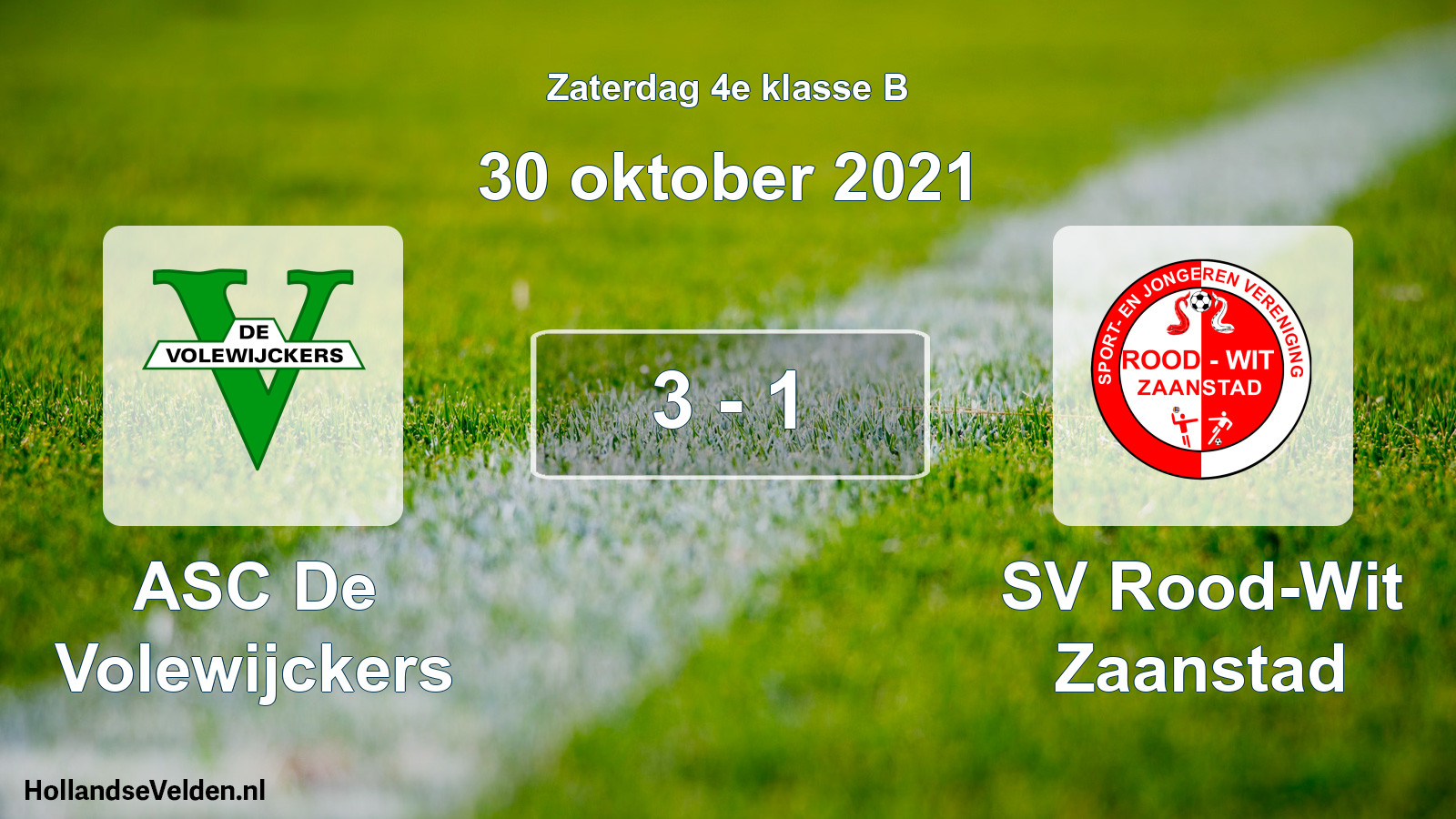 Total number of matches played: ASC De Volewijckers - SV Rood-Wit Zaanstad 3 - 1 (30 October 2021)