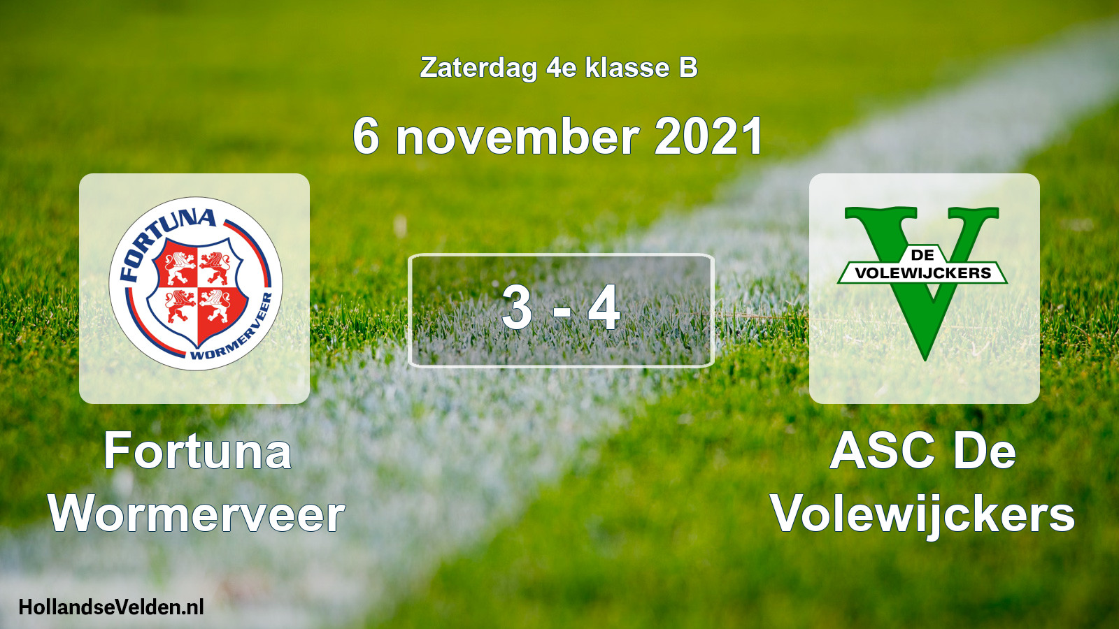 Total number of matches played: Fortuna Wormerveer - ASC De Volewijckers 3 - 4 (6 November 2021)