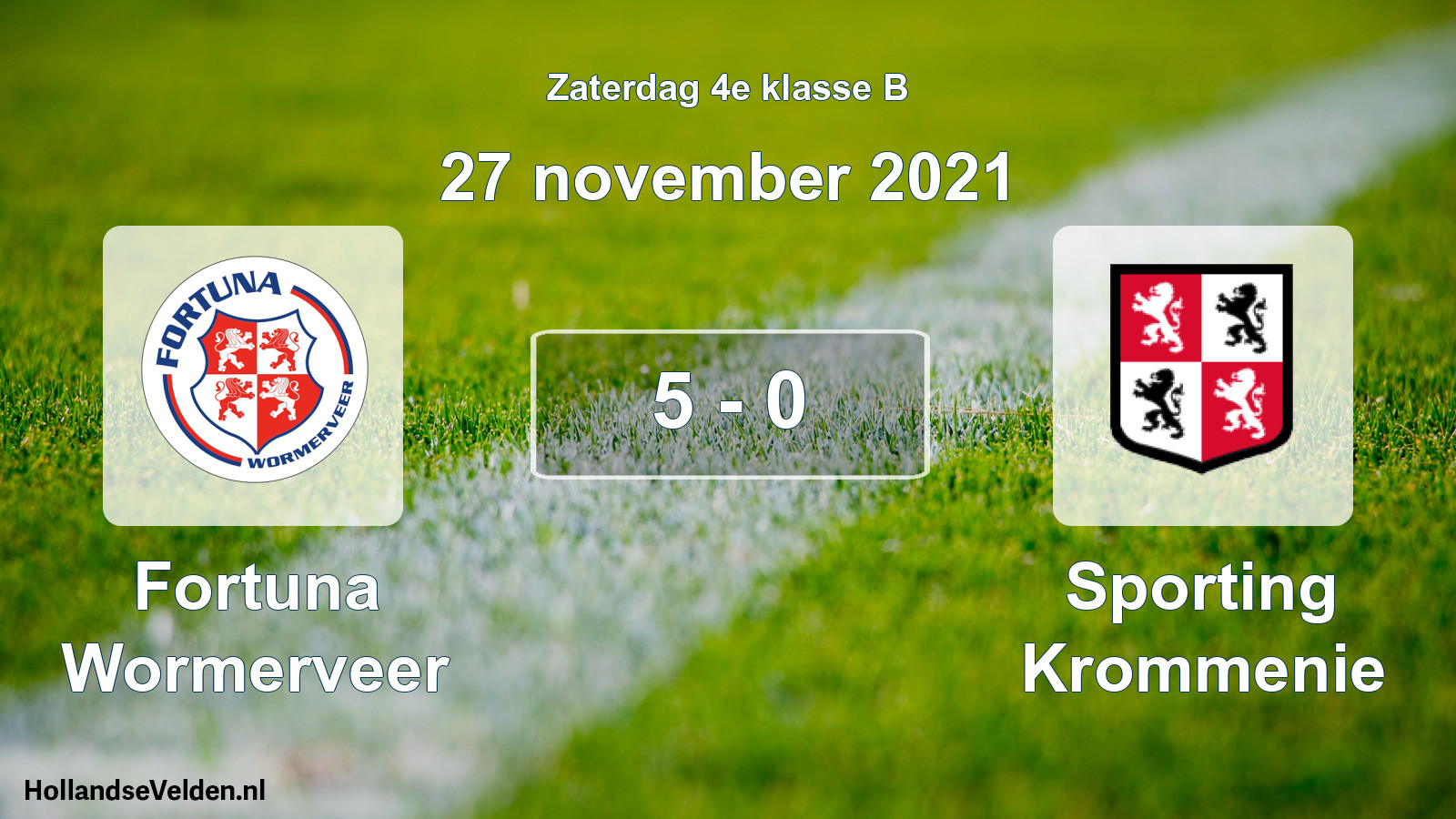 Total number of matches played: Fortuna Wormerveer - Sporting Krommenie 5 - 0 (27 November 2021)