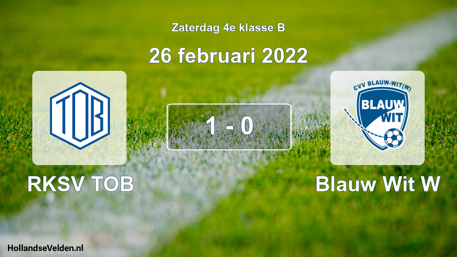 Total number of matches played: RKSV TOB - Blauw Wit W 1 - 0 (26 February 2022)