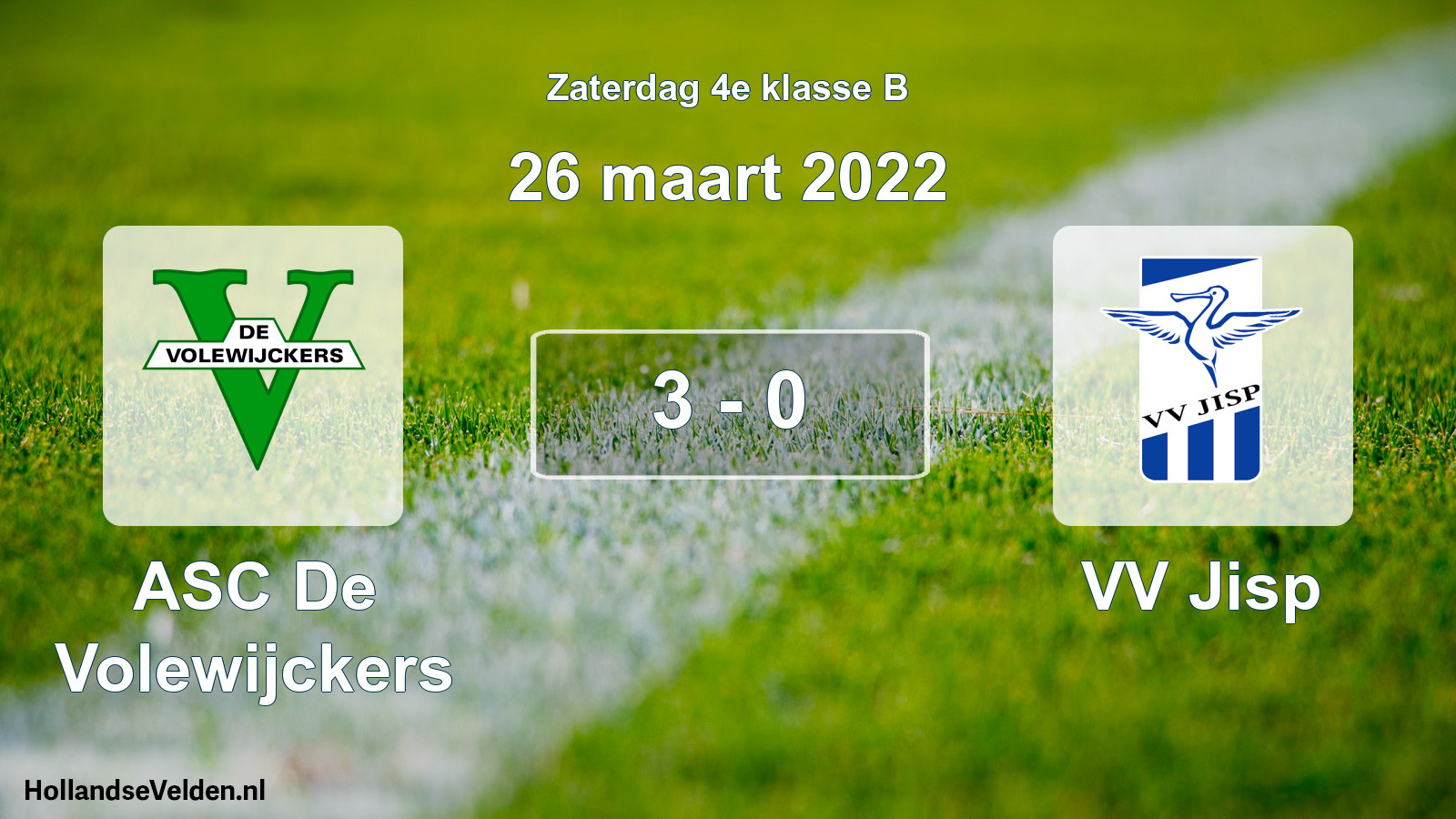 Total number of matches played: ASC De Volewijckers - VV Jisp 3 - 0 (26 March 2022)