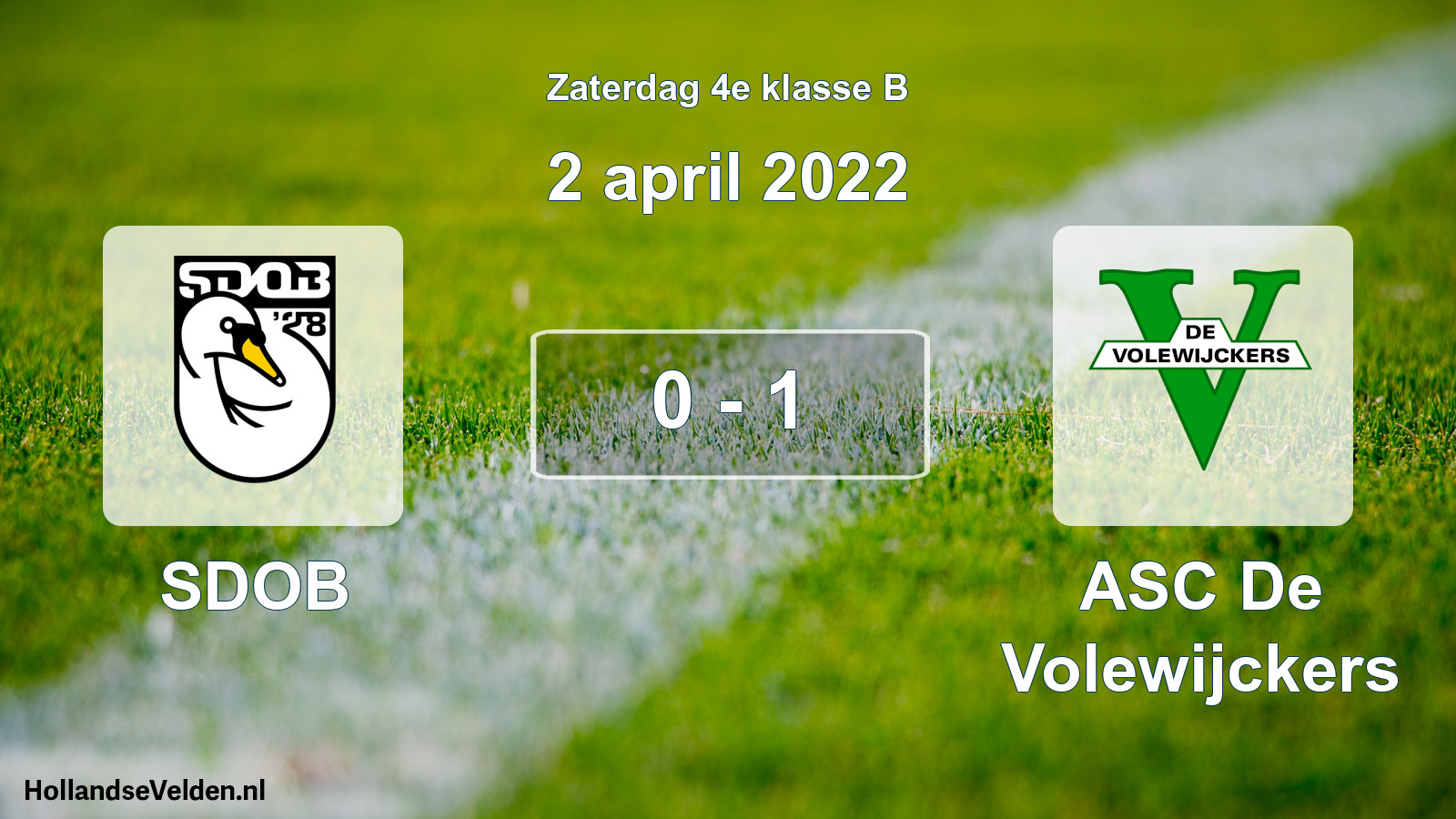 Total number of matches played: SDOB - ASC De Volewijckers 0 - 1 (2 April 2022)
