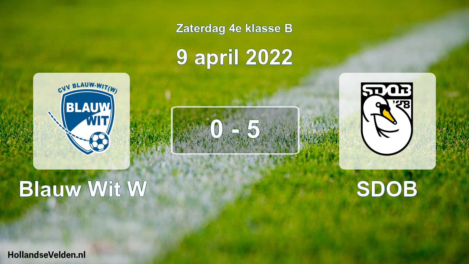 Total number of matches played: Blauw Wit W - SDOB 0 - 5 (9 April 2022)