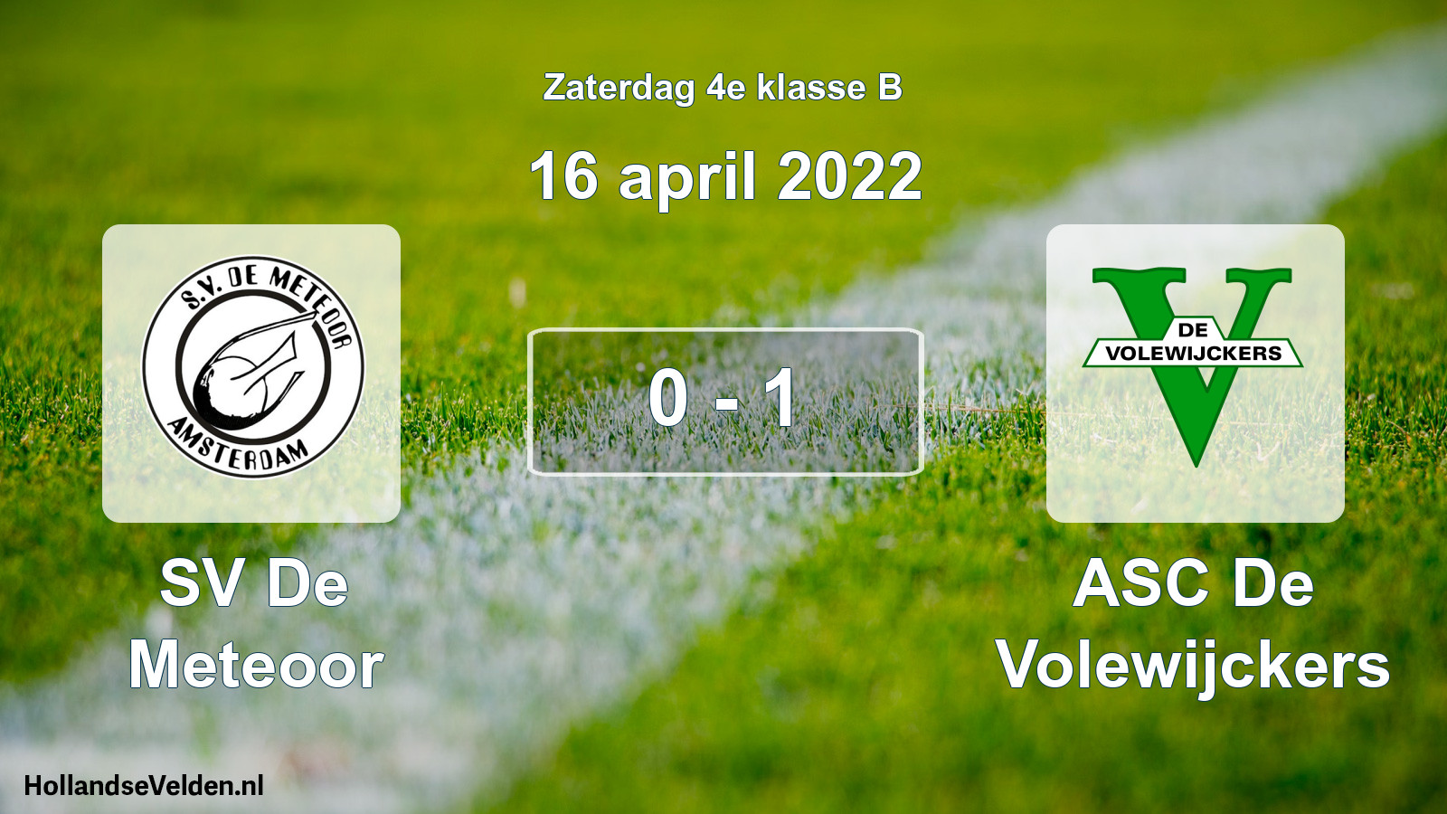 Total number of matches played: SV De Meteoor - ASC De Volewijckers 0 - 1 (16 April 2022)