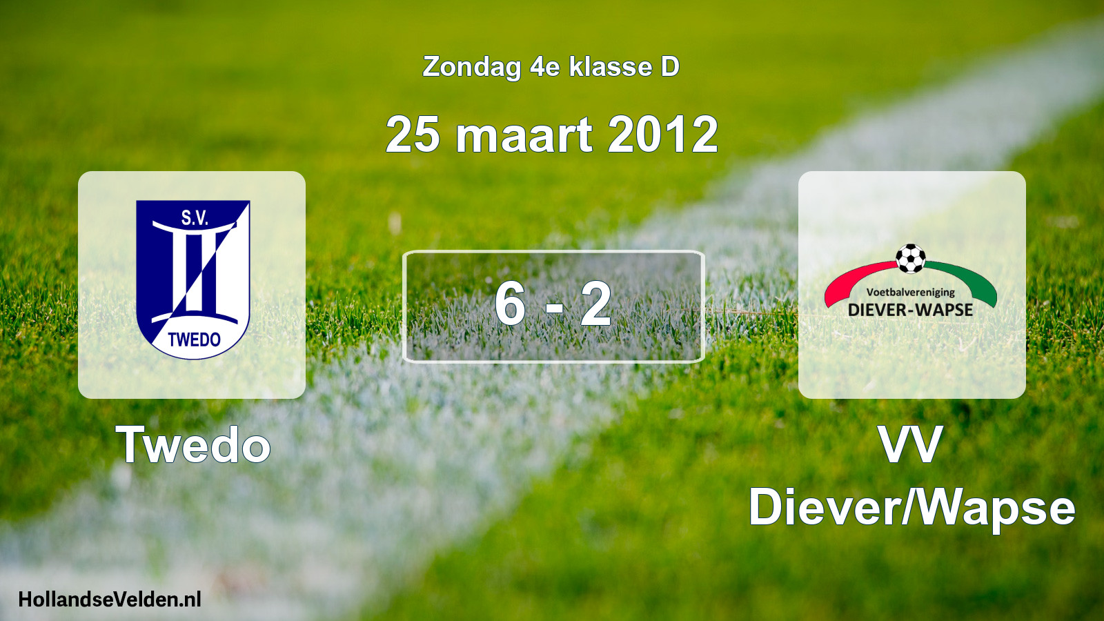Total number of matches played: Twedo - VV Diever/Wapse 6 - 2 (25 March 2012)
