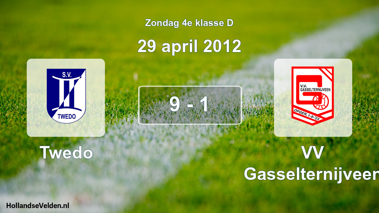Total number of matches played: Twedo - VV Gasselternijveen 9 - 1 (29 April 2012)