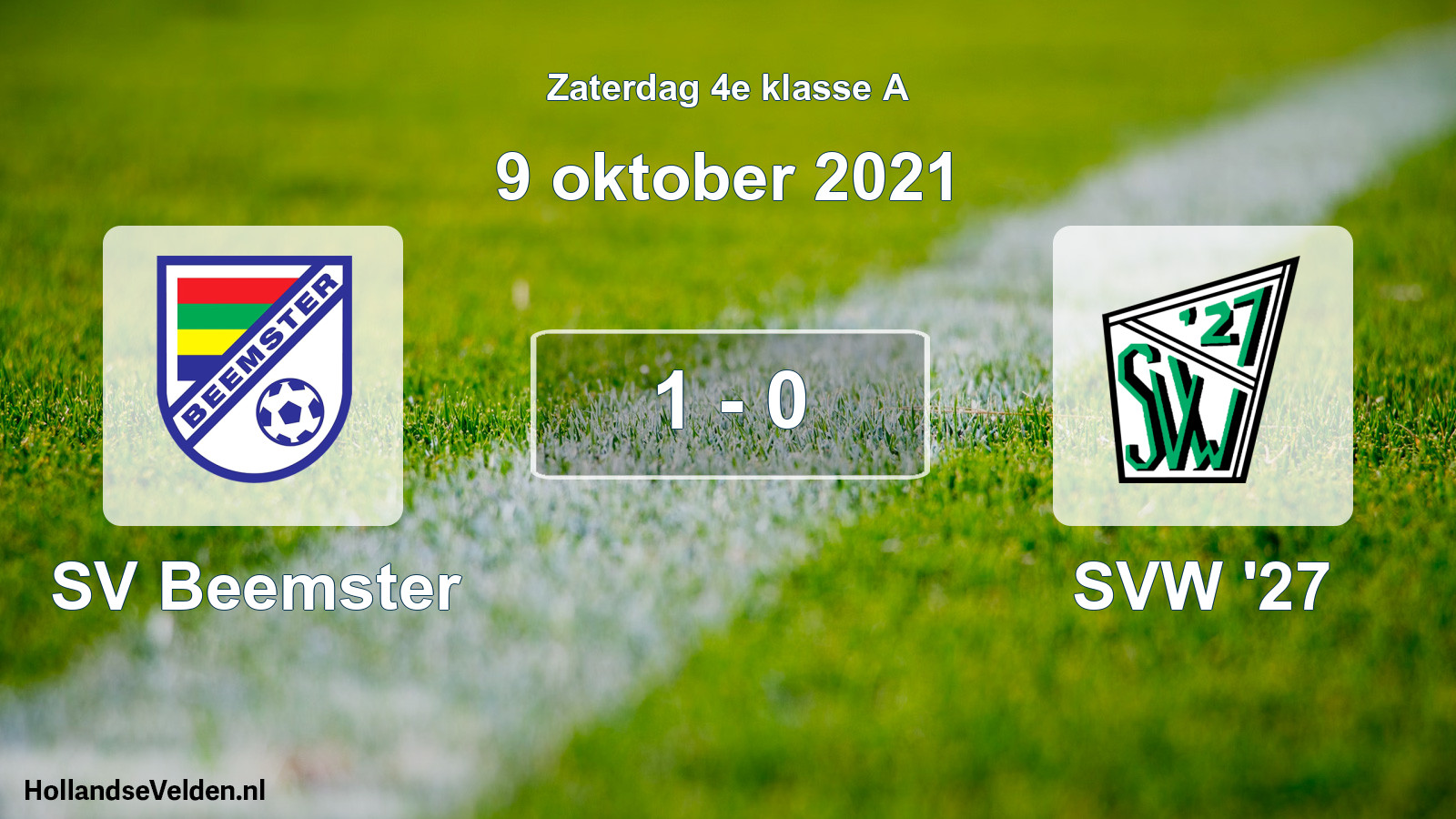 Total number of matches played: SV Beemster - SVW '27 1 - 0 (9 October 2021)