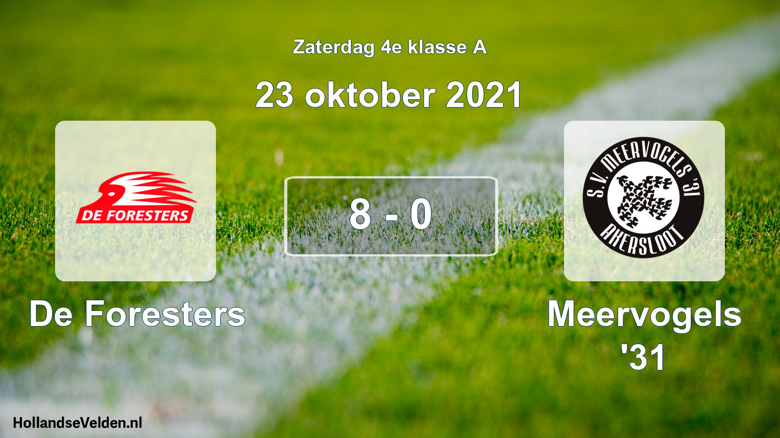 Total number of matches played: De Foresters - Meervogels '31 8 - 0 (23 October 2021)