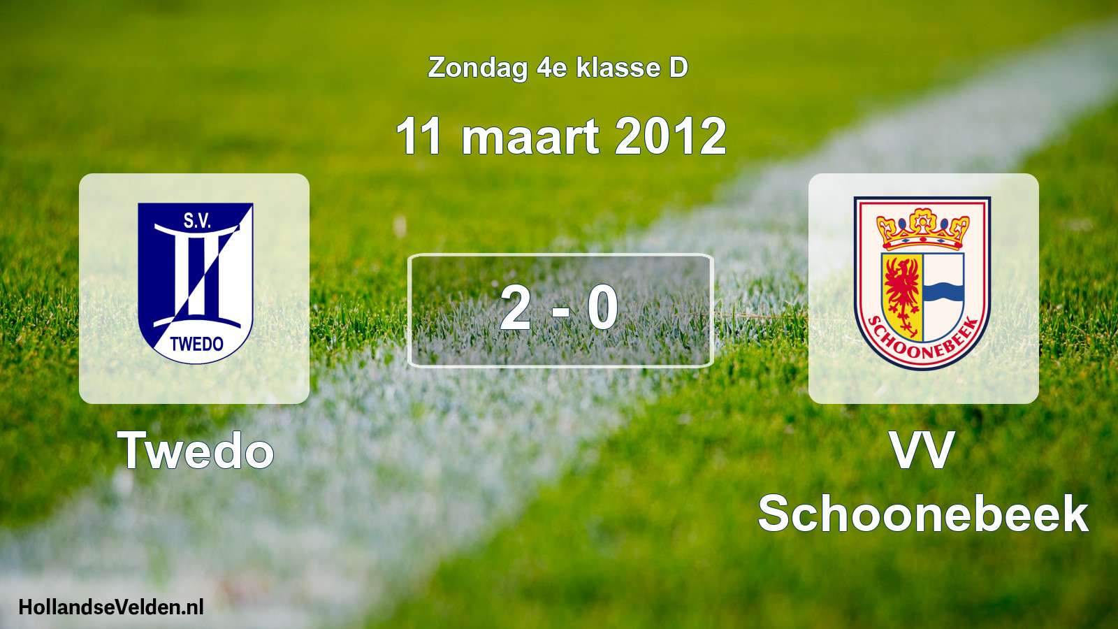 Total number of matches played: Twedo - VV Schoonebeek 2 - 0 (11 March 2012)