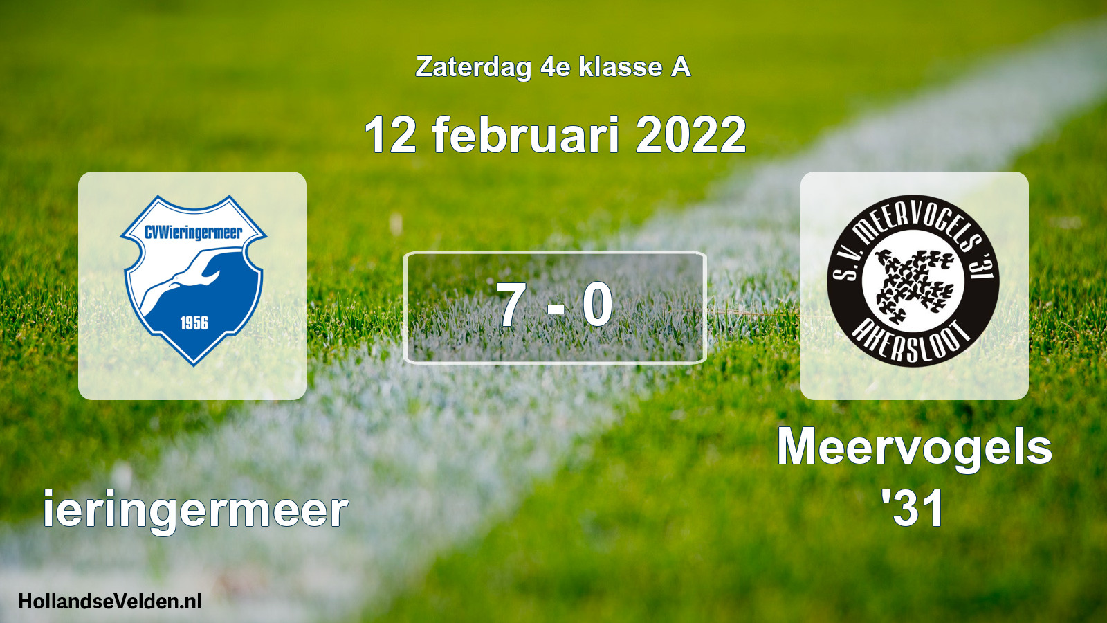 Total number of matches played: Wieringermeer - Meervogels '31 7 - 0 (12 February 2022)