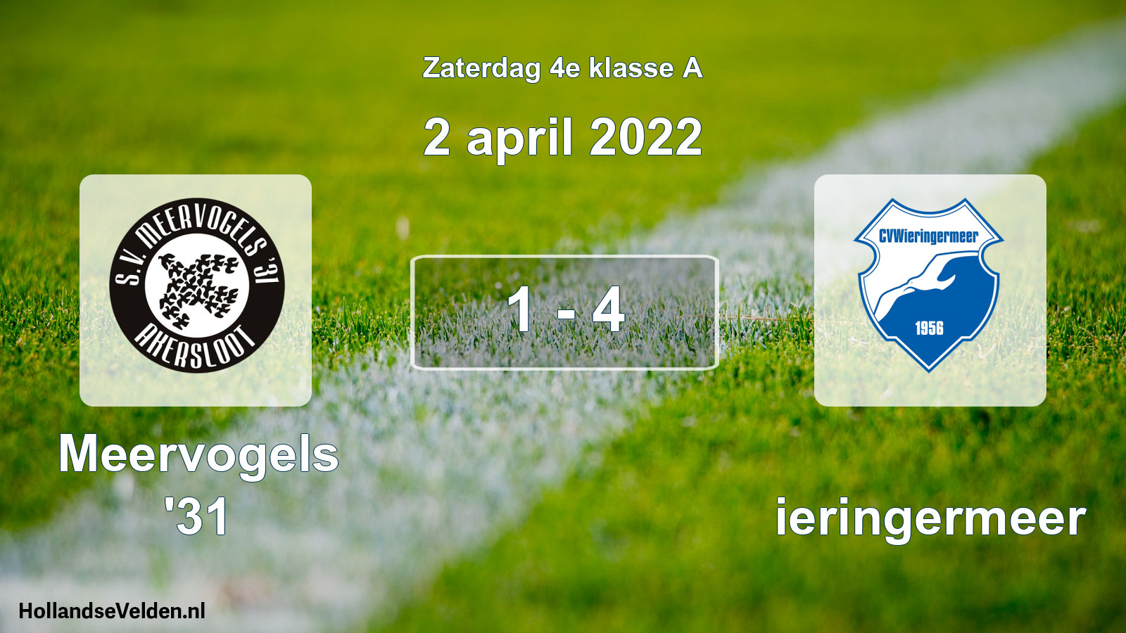 Total number of matches played: Meervogels '31 - Wieringermeer 1 - 4 (2 April 2022)