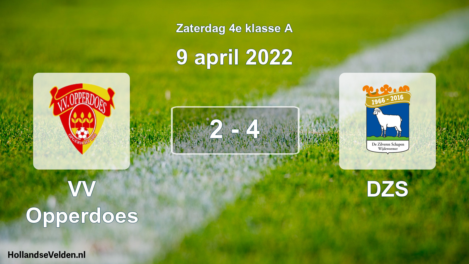 Total number of matches played: VV Opperdoes - DZS 2 - 4 (9 April 2022)