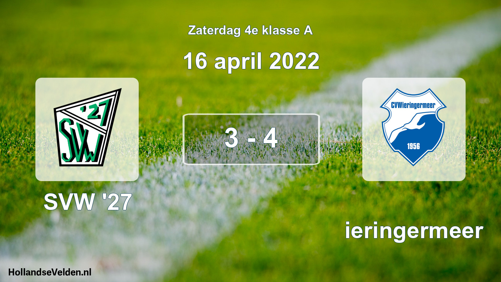 Total number of matches played: SVW '27 - Wieringermeer 3 - 4 (16 April 2022)