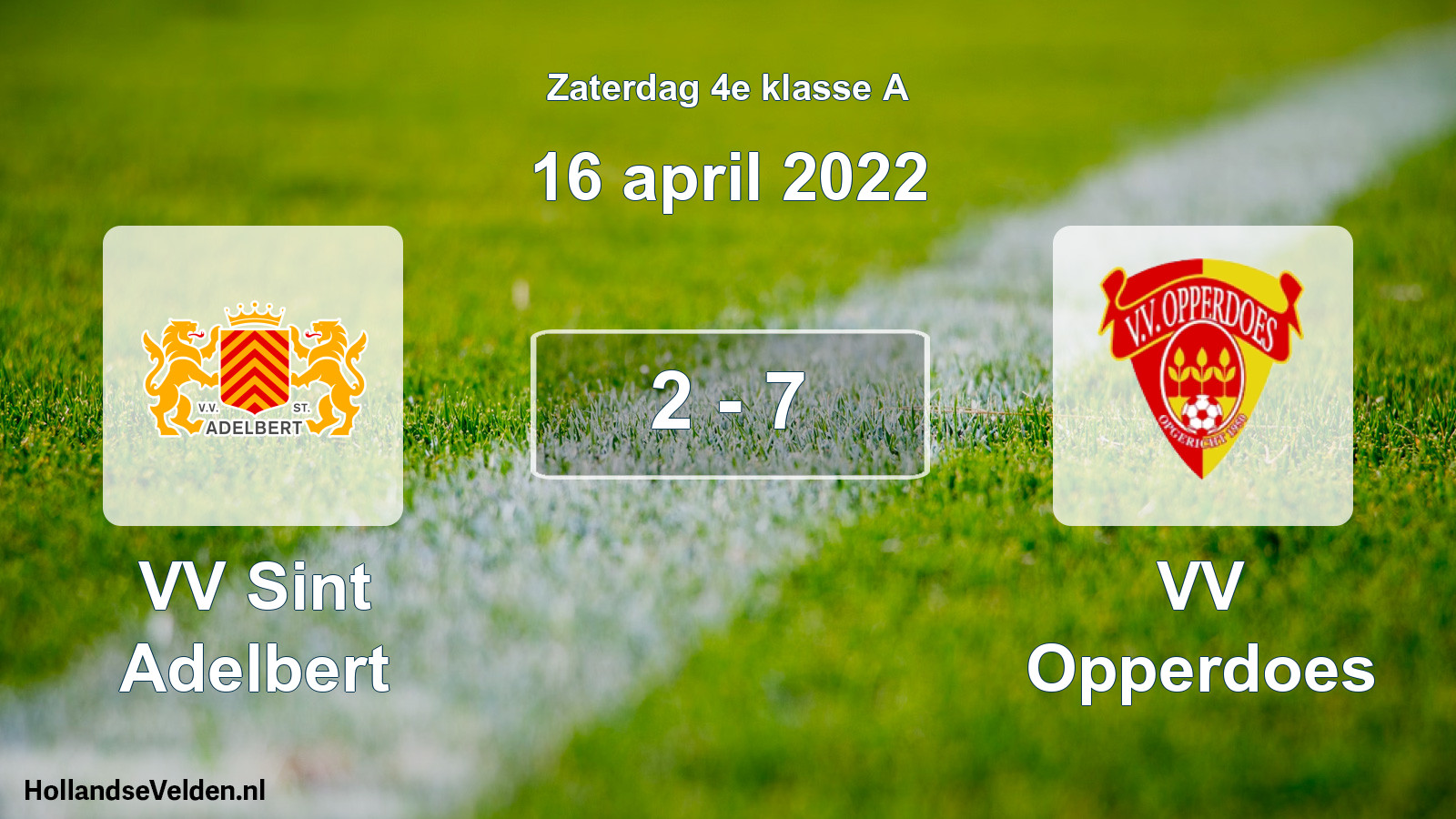 Total number of matches played: VV Sint Adelbert - VV Opperdoes 2 - 7 (16 April 2022)