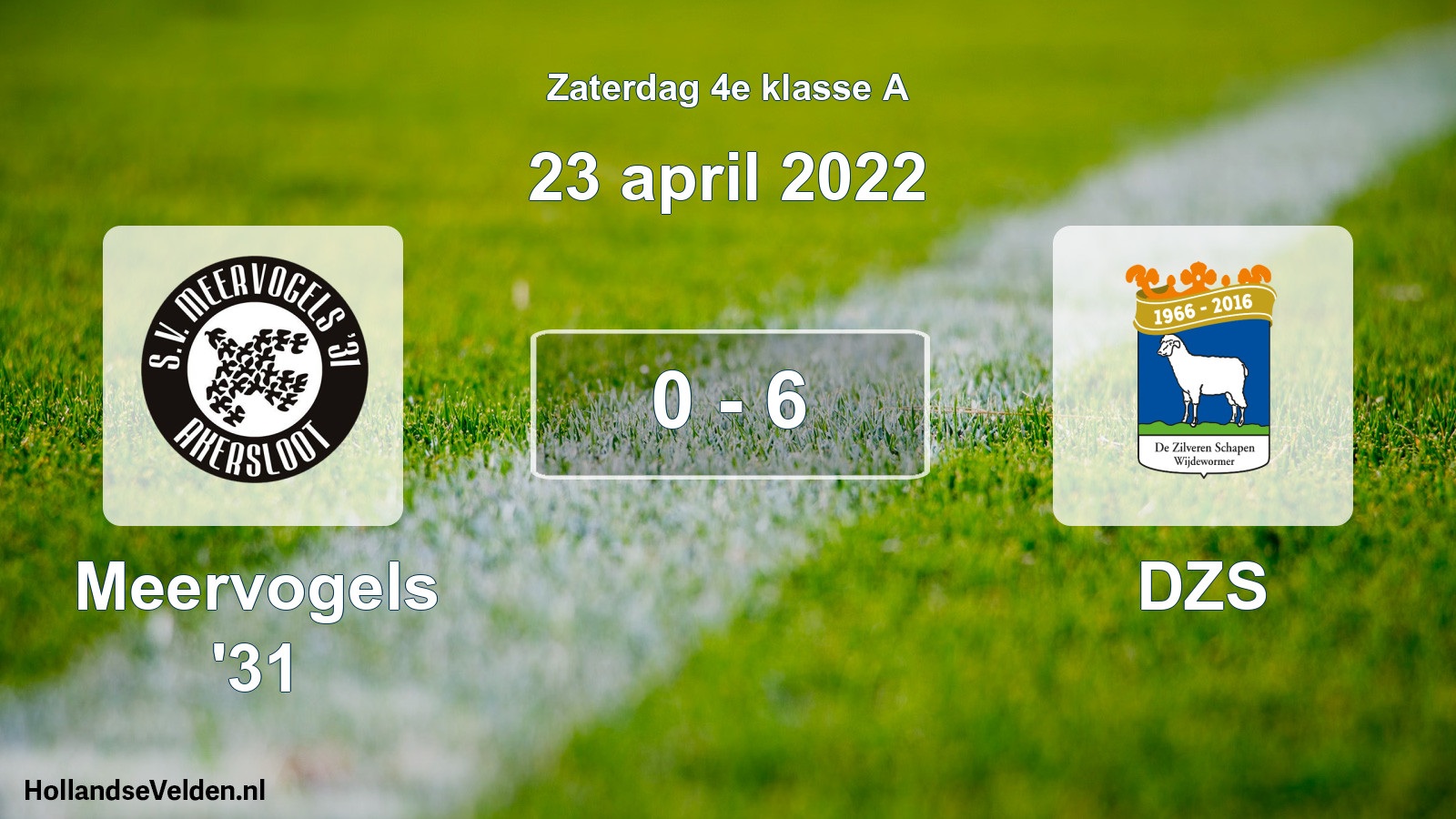 Total number of matches played: Meervogels '31 - DZS 0 - 6 (23 April 2022)