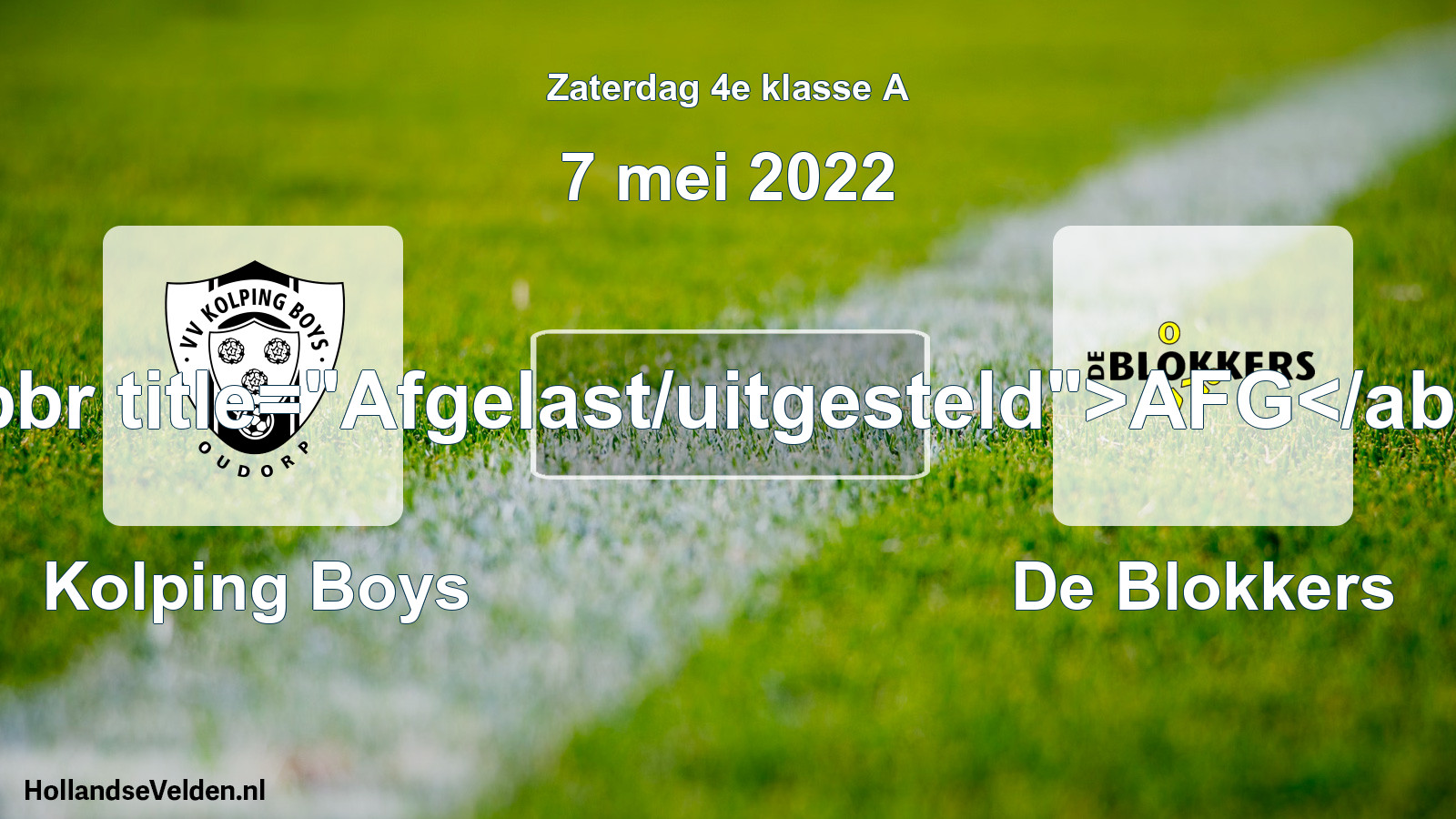Scheduled Match: Kolping Boys - De Blokkers (7 May 2022)
