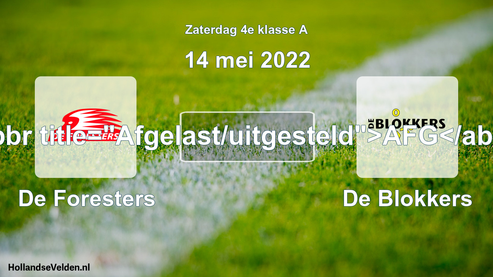 Scheduled Match: De Foresters - De Blokkers (14 May 2022)