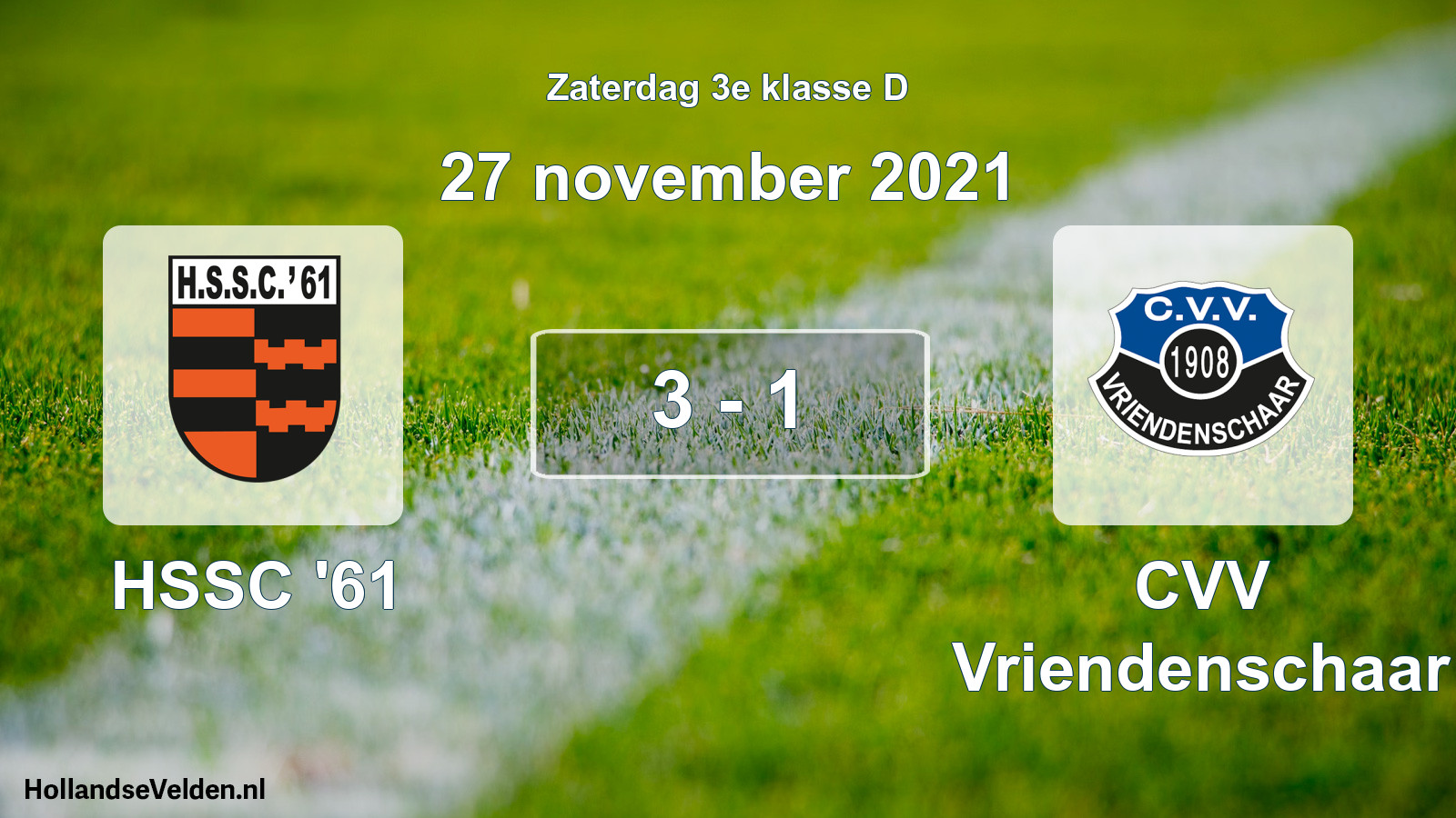 Total number of matches played: HSSC '61 - CVV Vriendenschaar 3 - 1 (27 November 2021)