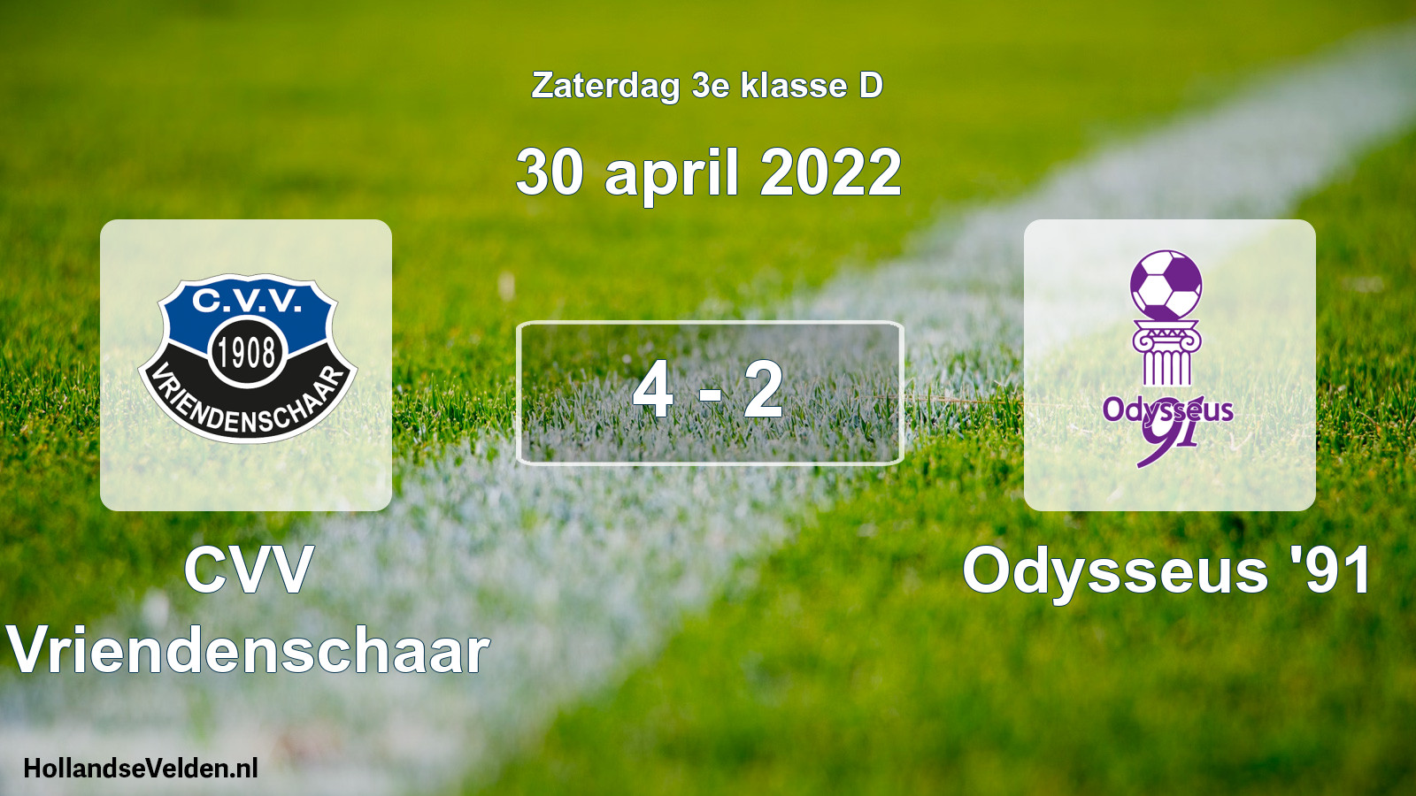 Total number of matches played: CVV Vriendenschaar - Odysseus '91 4 - 2 (30 April 2022)