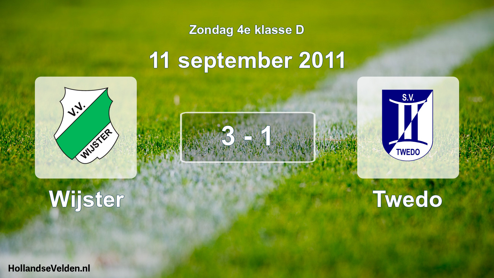 Total number of matches played: Wijster - Twedo 3 - 1 (11 September 2011)