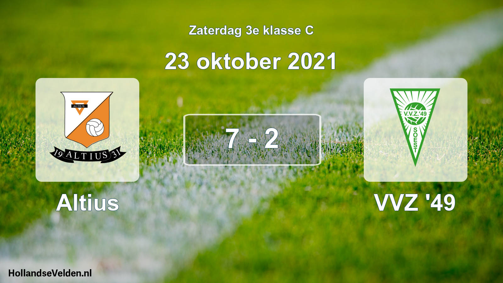 Total number of matches played: Altius - VVZ '49 7 - 2 (23 October 2021)