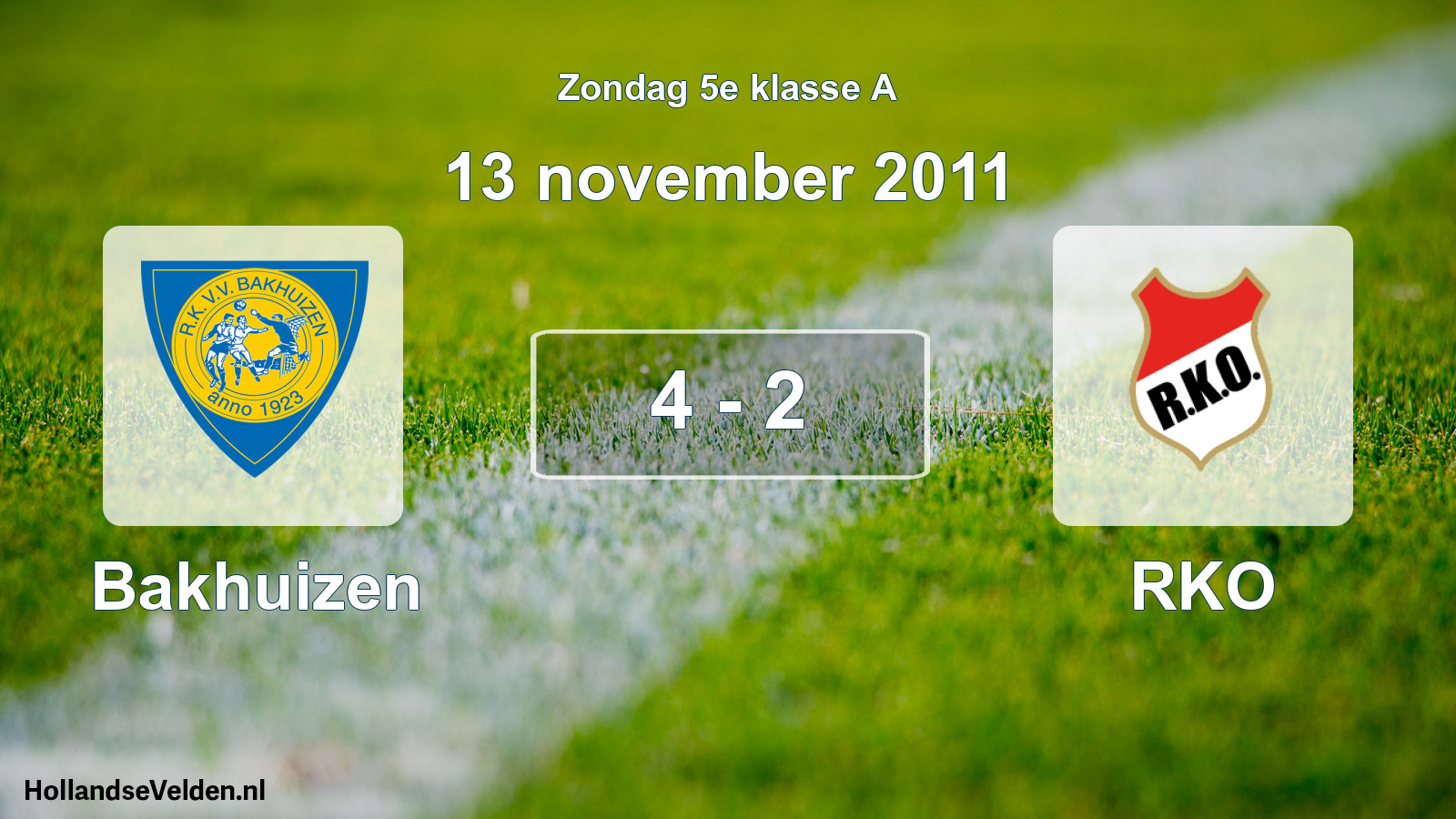 Total number of matches played: Bakhuizen - RKO 4 - 2 (13 November 2011)