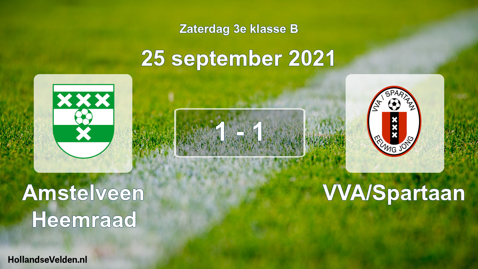 Total number of matches played: Amstelveen Heemraad - VVA/Spartaan 1 - 1 (25 September 2021)