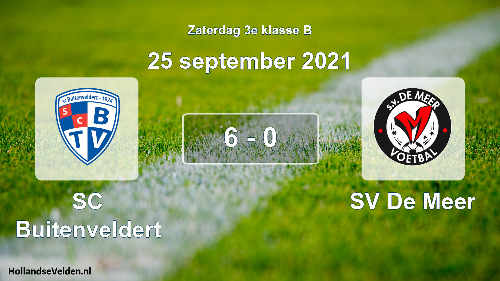 Total number of matches played: SC Buitenveldert - SV De Meer 6 - 0 (25 September 2021)