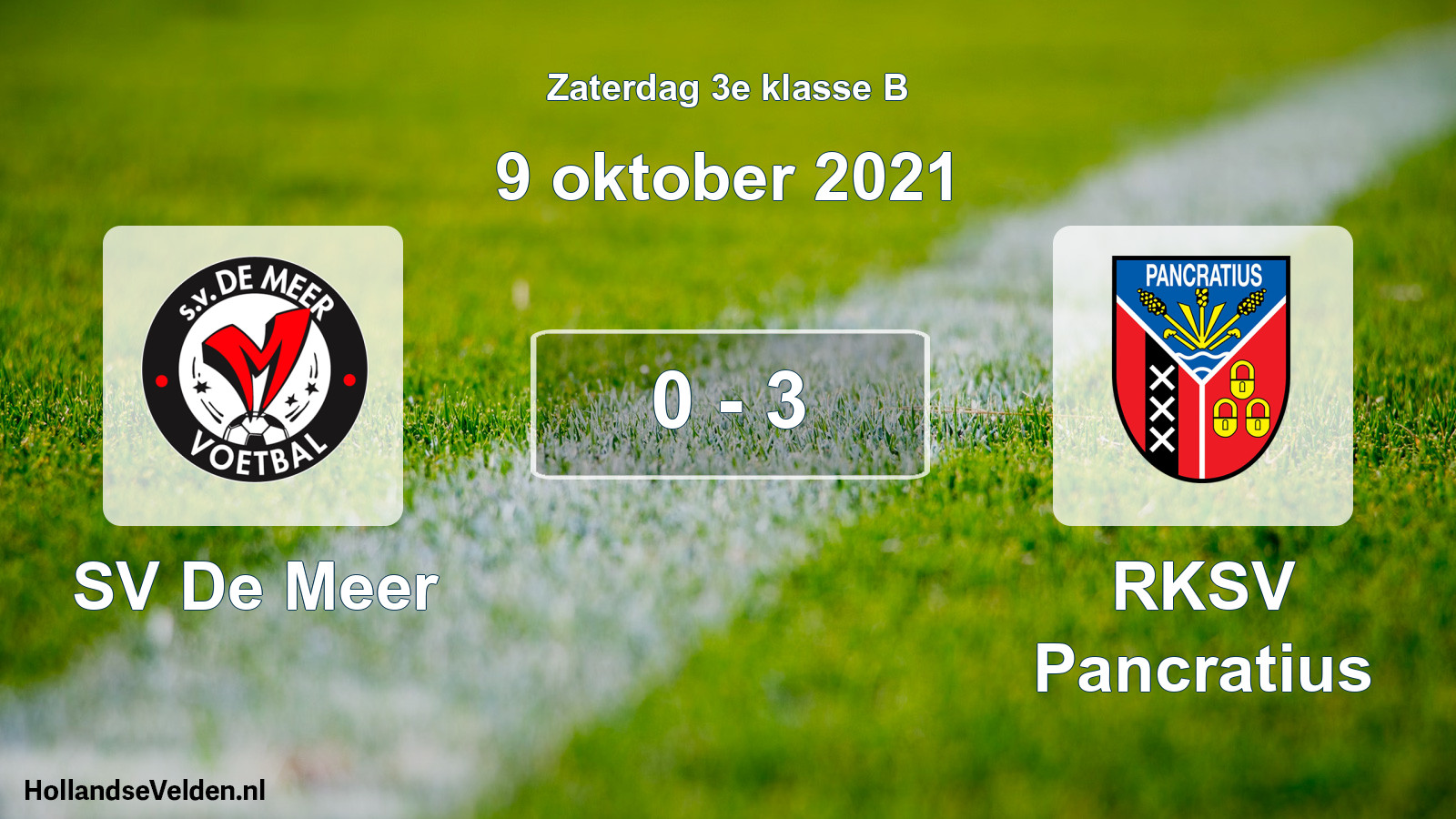 Total number of matches played: SV De Meer - RKSV Pancratius 0 - 3 (9 October 2021)