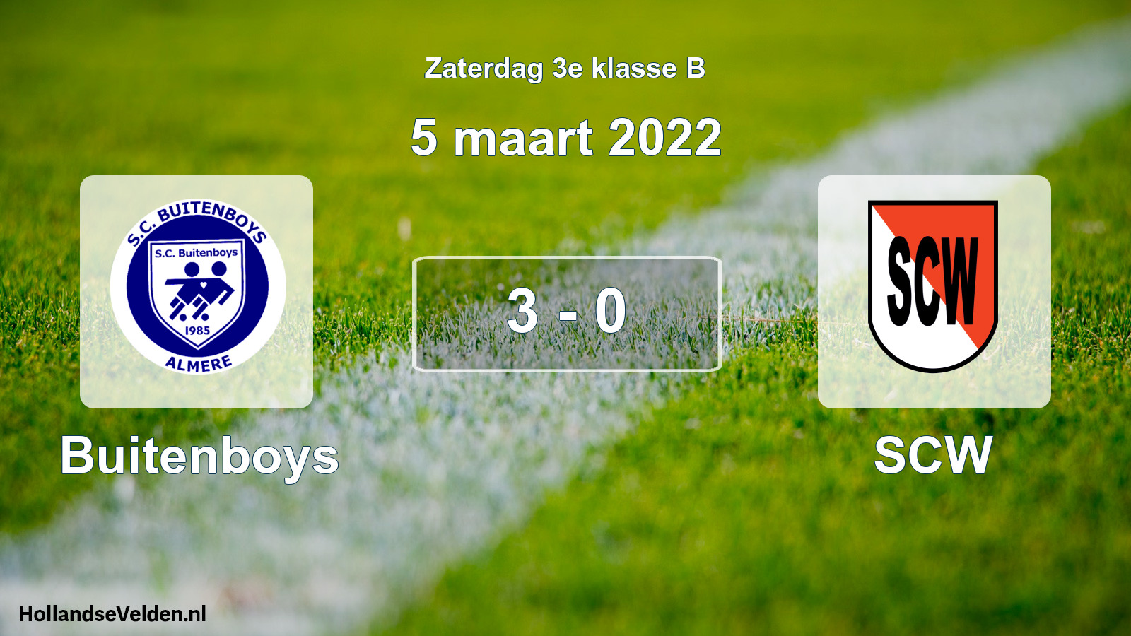 Total number of matches played: Buitenboys - SCW 3 - 0 (5 March 2022)