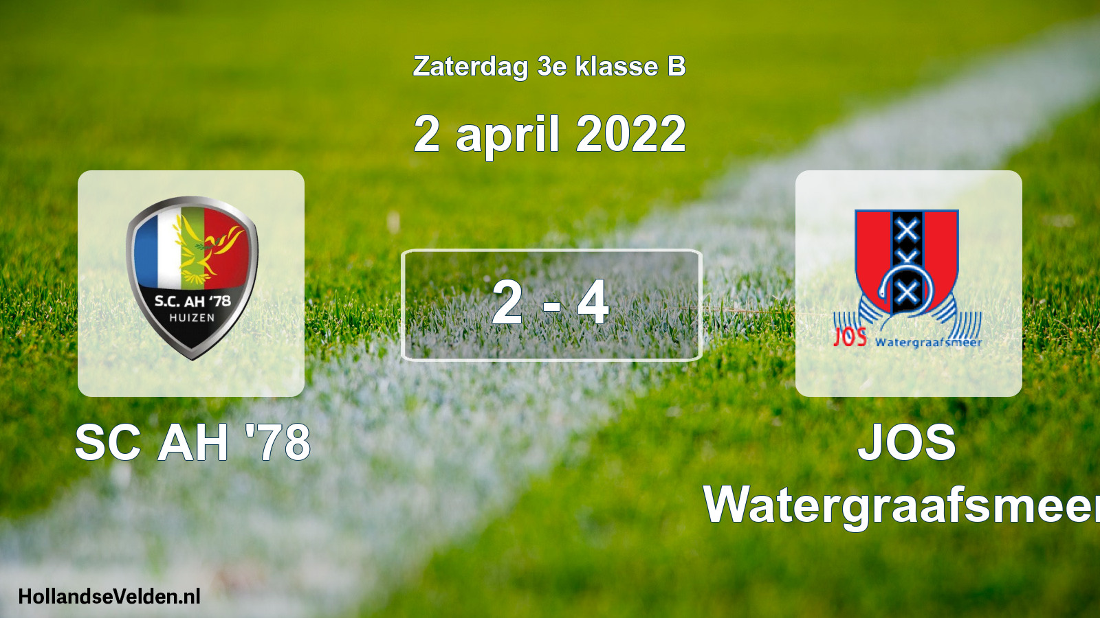 Total number of matches played: SC AH '78 - JOS Watergraafsmeer 2 - 4 (2 April 2022)