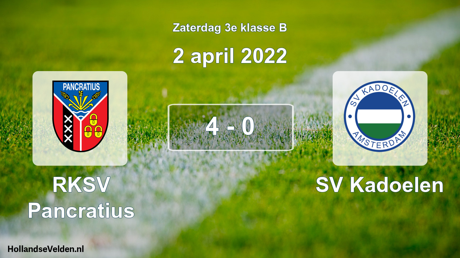 Total number of matches played: RKSV Pancratius - SV Kadoelen 4 - 0 (2 April 2022)