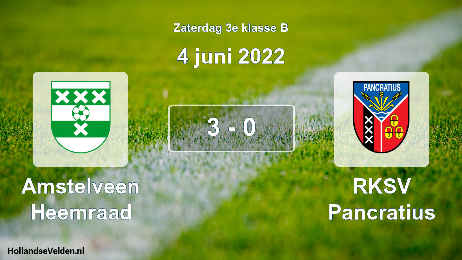 Total number of matches played: Amstelveen Heemraad - RKSV Pancratius 3 - 0 (4 June 2022)