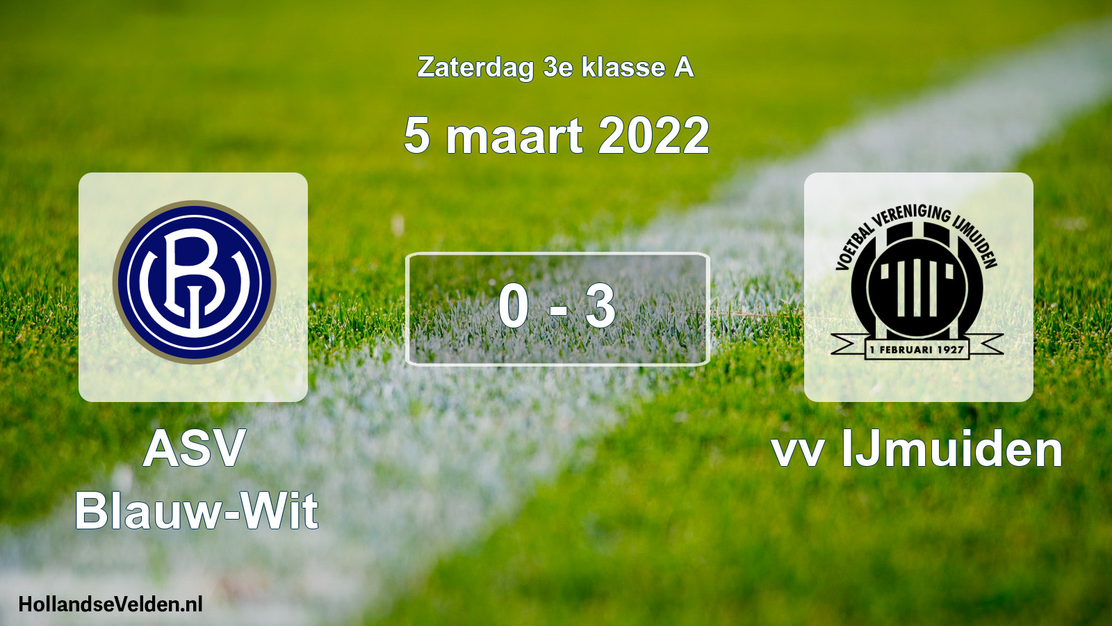 Gespeelde wedstrijd: ASV Blauw-Wit - vv IJmuiden 0 - 3 (5 maart 2022)