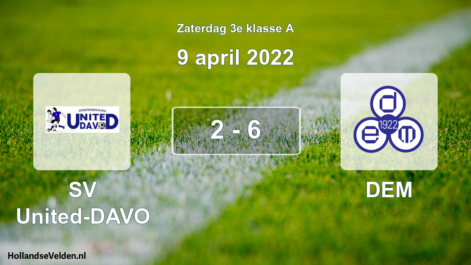 Total number of matches played: SV United-DAVO - DEM 2 - 6 (9 April 2022)