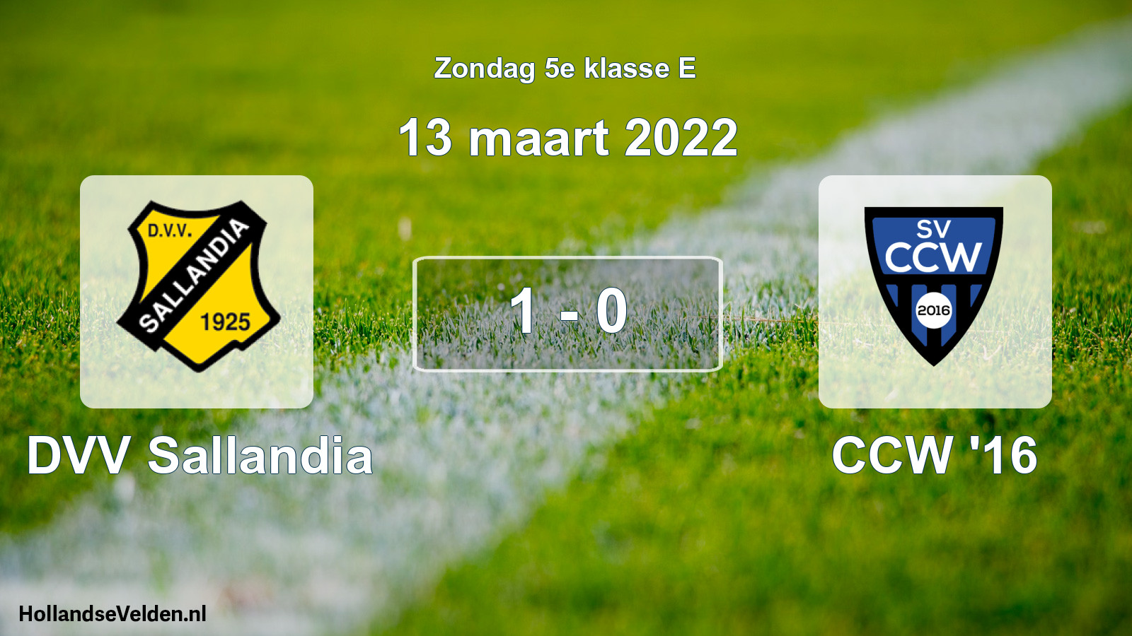 Total number of matches played: DVV Sallandia - CCW '16 1 - 0 (13 March 2022)