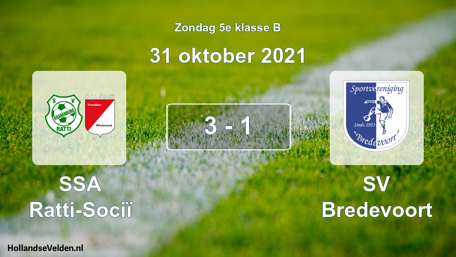 Total number of matches played: SSA Ratti-Sociï - SV Bredevoort 3 - 1 (31 October 2021)